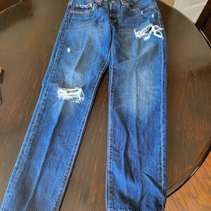 Levis 501T Distressed Blue Jeans